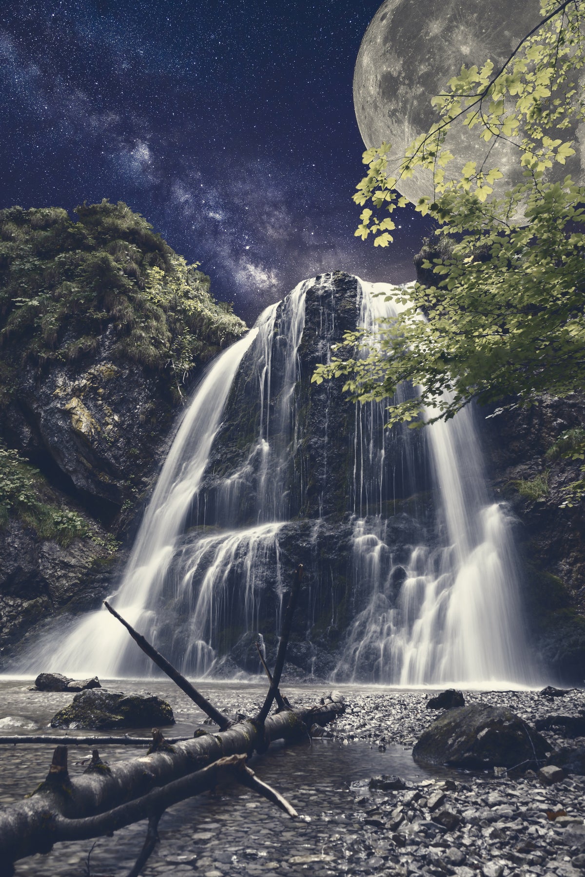 acrylic-print-full-moon-at-the-waterfall