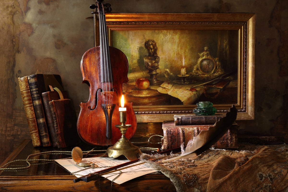 aluminium-print-still-life-with-violin-and-painting-ii