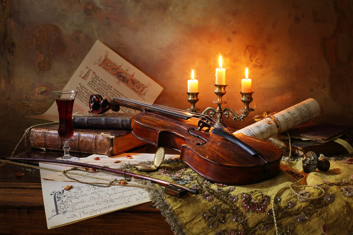 modern-3-piece-acrylic-print-still-life-with-violin-and-candles
