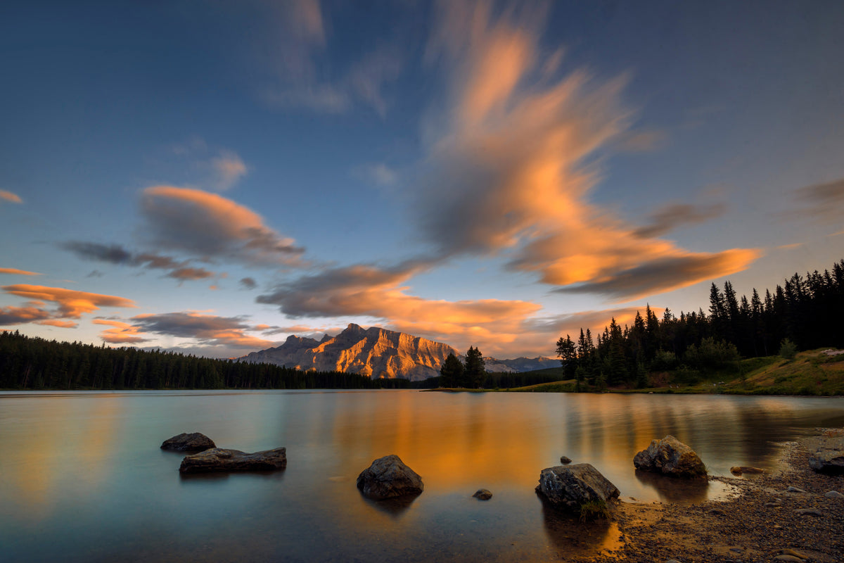 acrylic-print-two-jack-lake-sunset