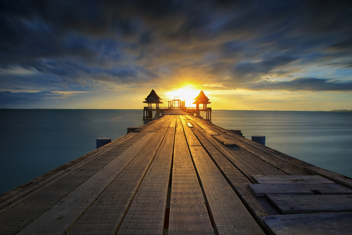 modern-3-piece-aluminium-print-sunset-at-the-wooden-bridge