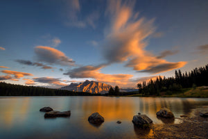 3-piece-canvas-print-two-jack-lake-sunset