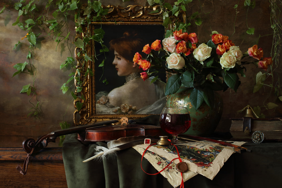 3-piece-canvas-print-still-life-with-violin-and-flowers-ii