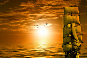 3-piece-acrylic-print-sailing-ship-in-the-sunset
