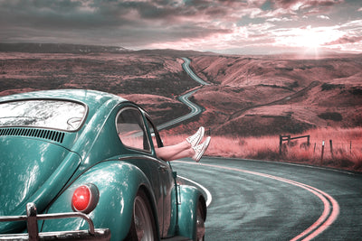 poster-print-on-the-road-with-the-classic-car