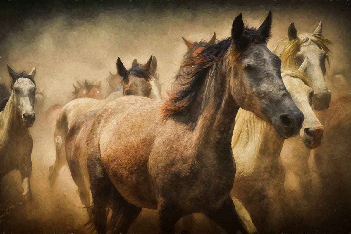 3-piece-aluminium-print-painting-wild-horses