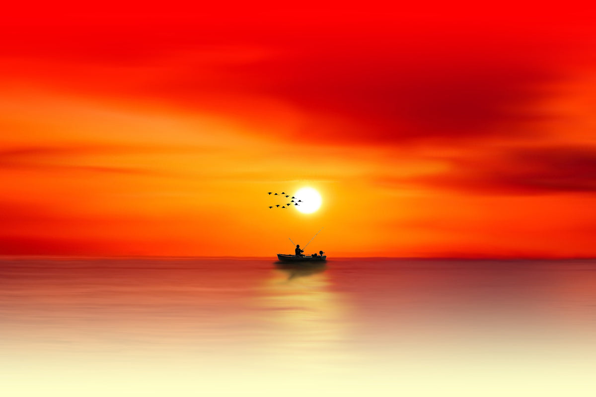 3-piece-canvas-print-a-fisherman-in-the-sunset