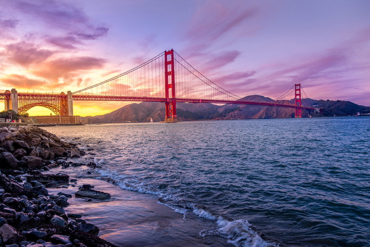 3-piece-aluminium-print-golden-gate-in-the-evening